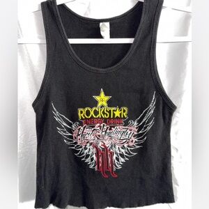 Hart and Huntington rockstar Black Tank Top large